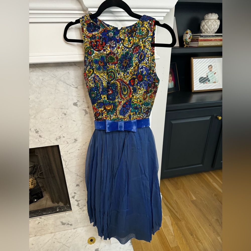 Vintage 1950’s / 60’s full skirt cocktail dress. Rhinestone details